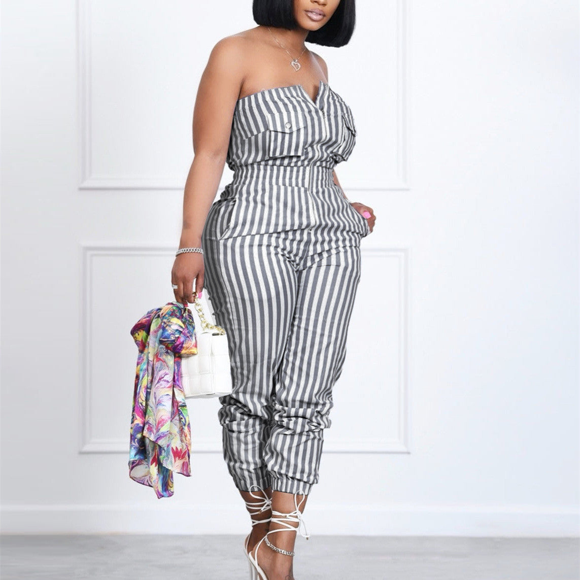 Stripe Halter Jumpsuit