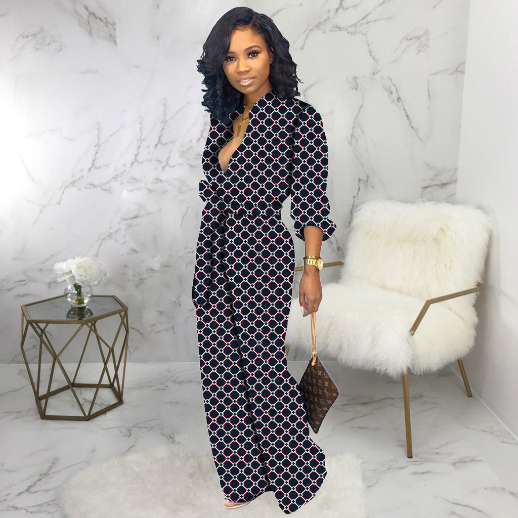 Blue Pattern Jumpsuit